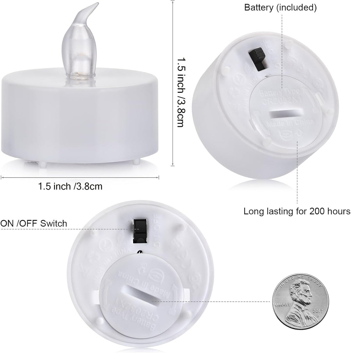 Tea Lights Flameless Battery Operated Candles. Warm White 24Pack