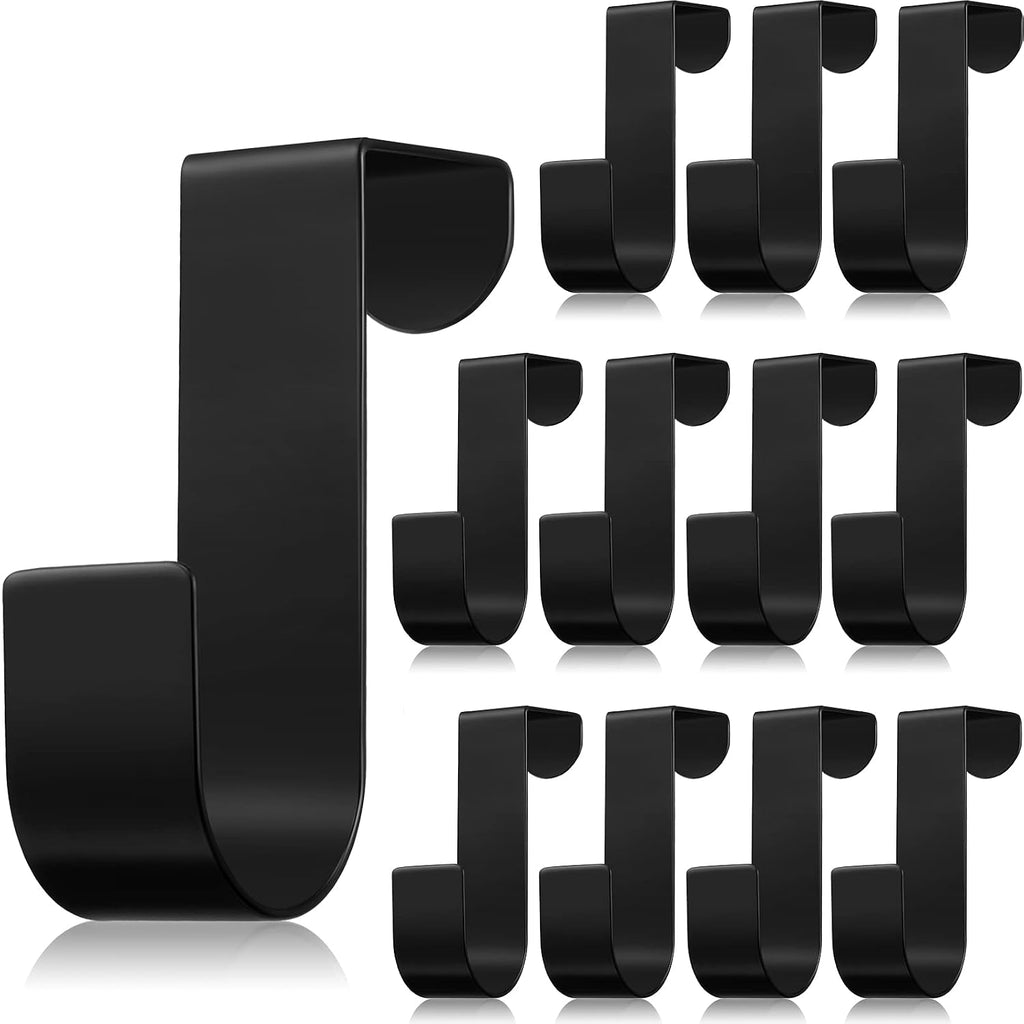Hotop 12 Pcs Over Door Hooks for Hanging Metal Z Shaped 1 Inch, Black