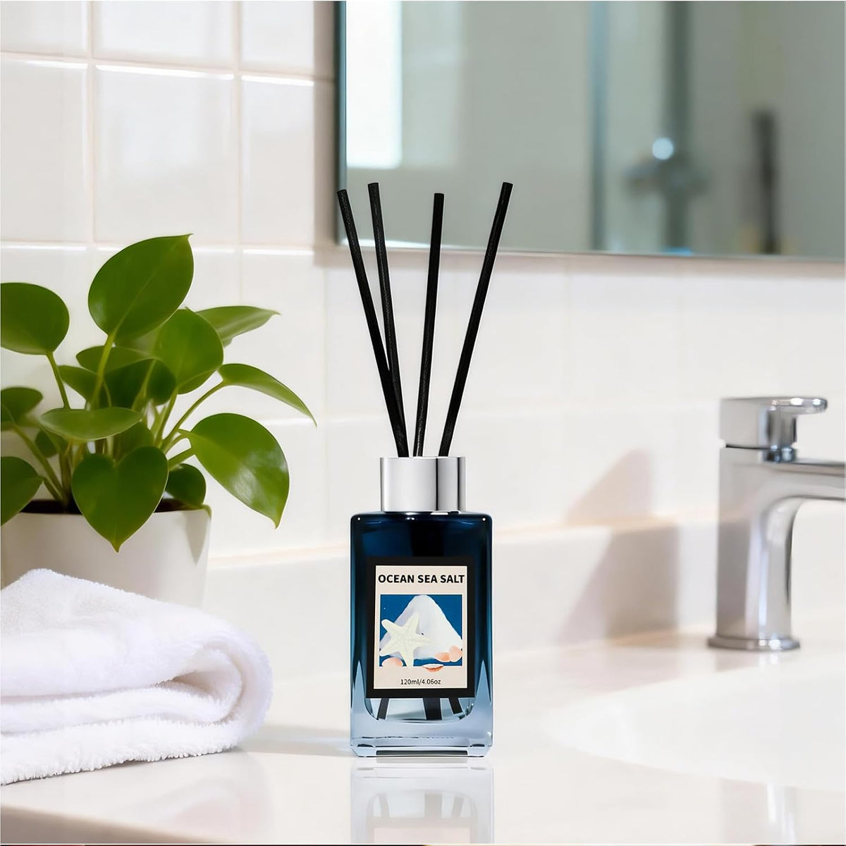 4.06 oz Reed Diffuser Set Ocean Salt Air Freshener for Home