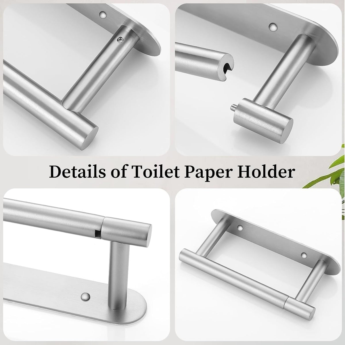 2 Pieces Brushed Nickel Toilet Paper Holder Wall Mount for Bathroom