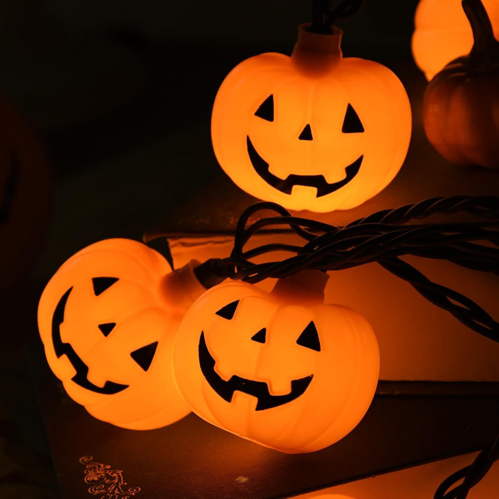 Halloween String Lights - LED Jack O Lantern Lights with Cute Spooky Smiling, 8.5Ft LED Pumpkin Lights Outdoor Plug in for Fall Halloween Decorations Indoor Outdoor Home Mantel Party Decor, 0.07W