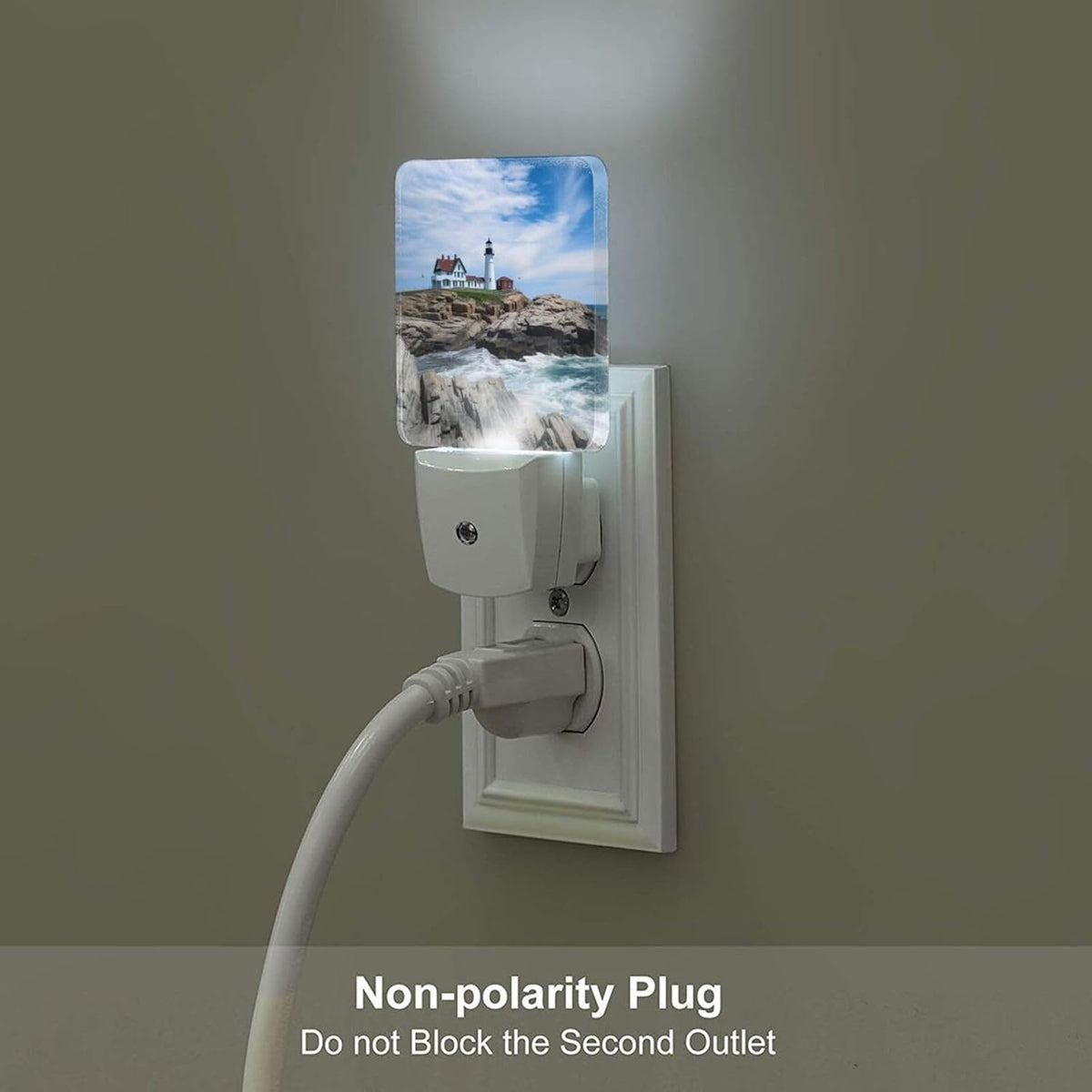 Set of 2 Led Night Lights, Lighthouse Beach Summer Auto Dusk-to-Dawn Sensor Night Lamp Plug-in Home Decorative for Adult