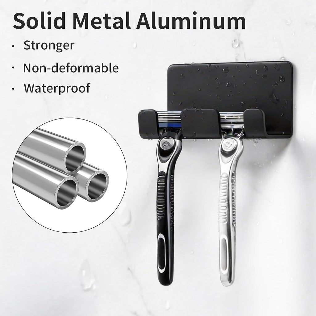 Razor Holder for Shower, Self Adhesive Shaver Shower Hook, Black