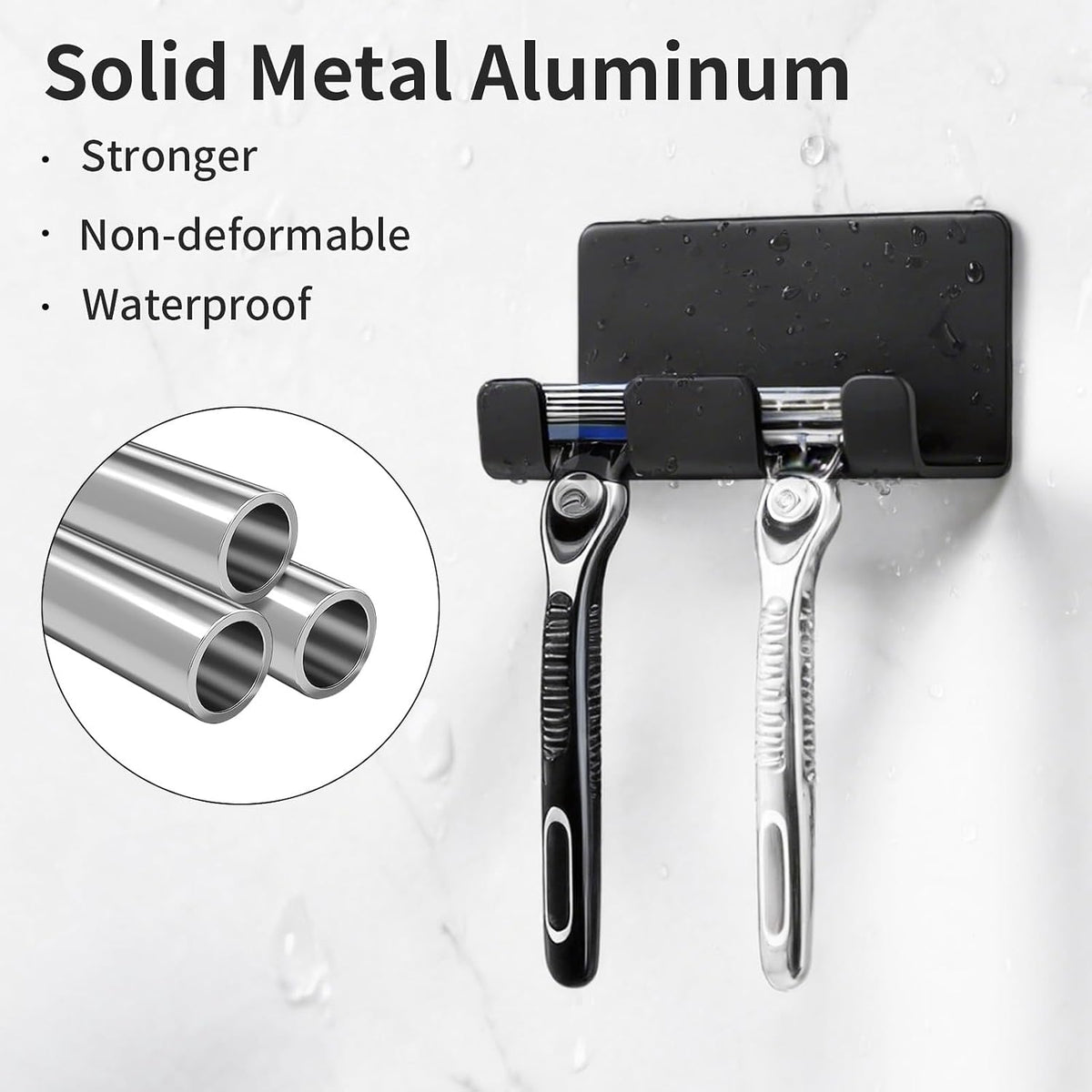 Razor Holder for Shower, Self Adhesive Shaver Shower Hook, Black