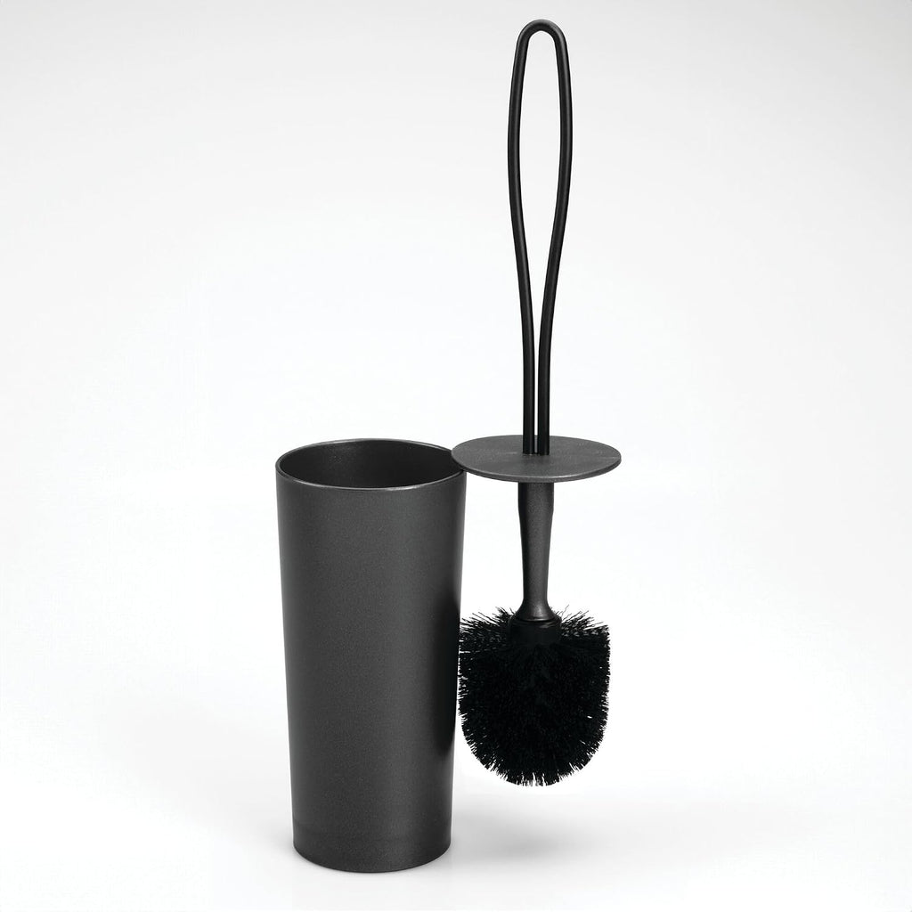 iDesign Toilet Brush and Holder for Bathroom, Matte Black