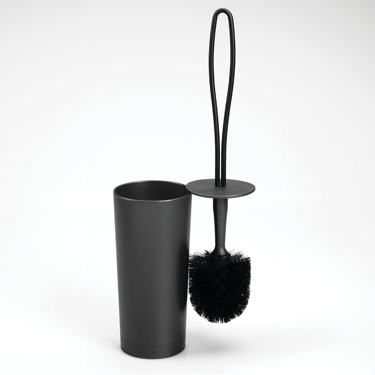 iDesign Toilet Brush and Holder for Bathroom, Matte Black