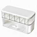 Cord Organizer Box with Lid, Stackable Cable & Charger Organizer, Clear Cable Management Box with 6 Compartment for Office, Desk, Drawer