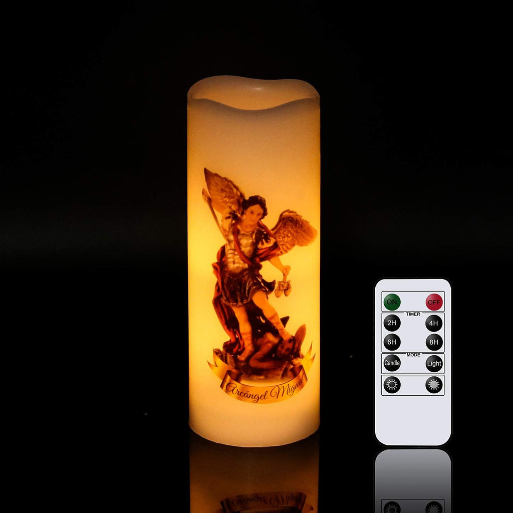 Wondise Flameless Flickering Devotional Prayer Candle with Remote and Timer