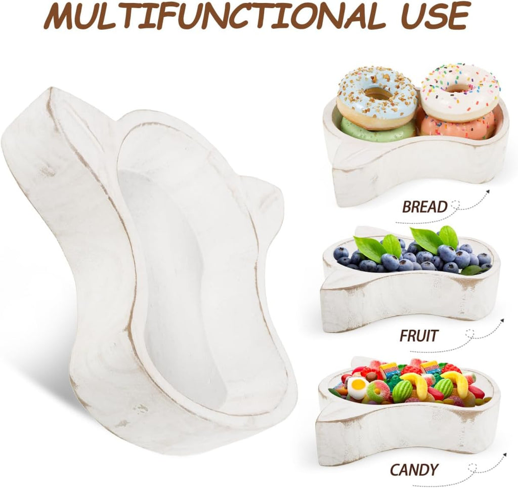 PRETYZOOM Cow Head Wood Serving Plate 7.75 X 7.63 X 1.88 in Wooden Fruit Tray for Nuts Snacks Candy Tea Tray Home Decor Kitchen Counter Party Serving