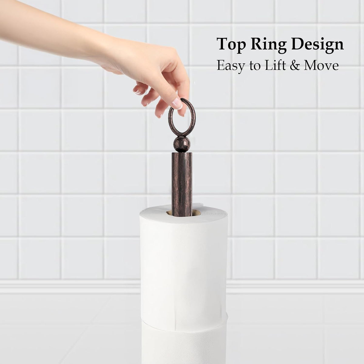 ROLABAM Heavy Weighted Toilet Paper Holder (with Reserve Function) Free Standing Toilet Paper Storage，Spare Toilet Paper Roll Holder Storage Stand for Bathroom Total Height 22.5" ，Oil Rubbed Bronze