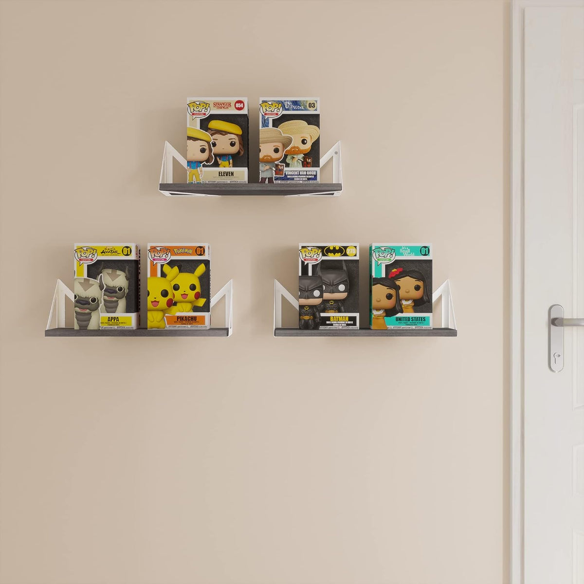 Wallniture Minori Gray Floating Shelves for Wall, Bathroom Shelves Over the Toilet Storage, Wood Wall Shelf for Bedroom, Living Room, Kitchen, Set of 3