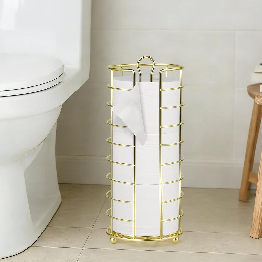 Toilet Paper Holder Stand,Freestanding,Gold