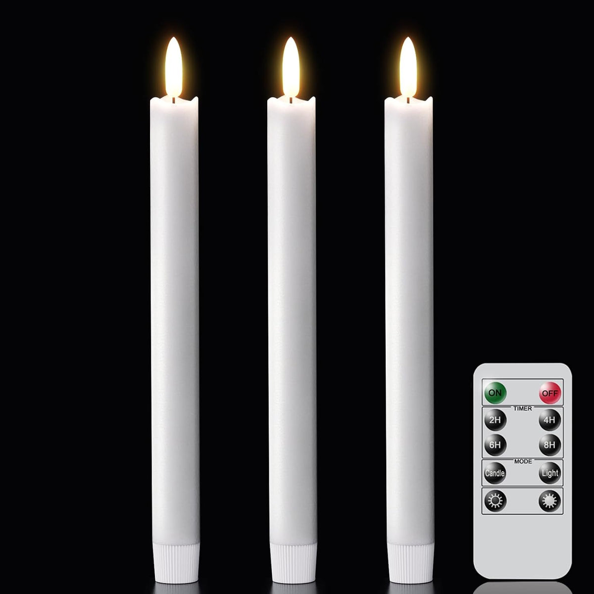 GenSwin White Flameless Taper Candles Led Battery Operated Remote Timer