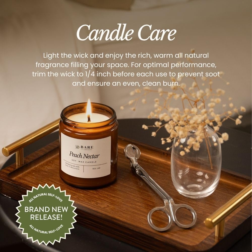 Bare Botanics 9oz Non Toxic Soy Candle Warm Vanilla Oak - 40+ Hour Burn