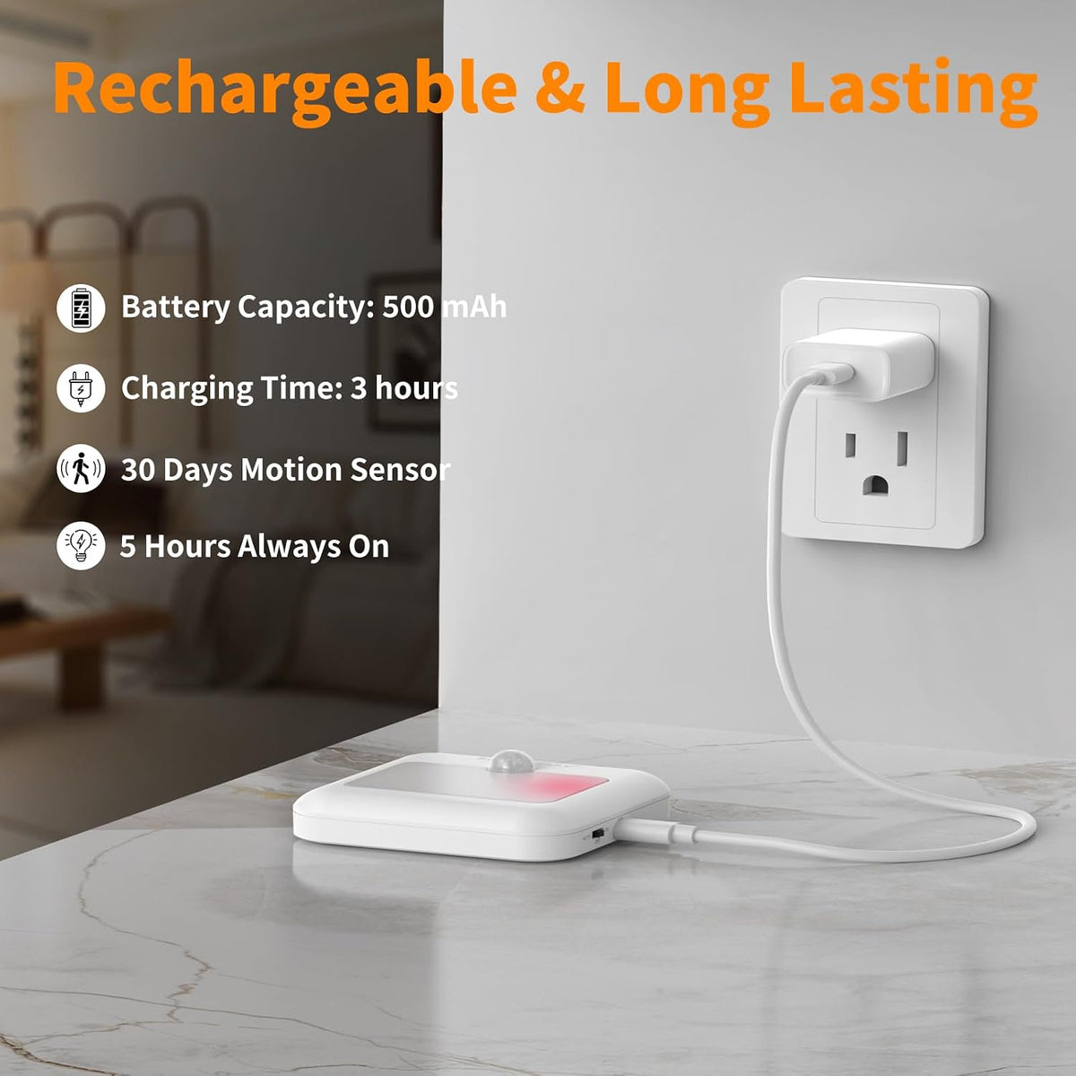 Red Light Motion Sensor Night Lights Rechargeable Red Lights Stick on Magnetic Lights 670nm Red Light Lamp for Sleep, Bathroom, Bedroom, Stair, Hallway, Travel, Home Decor, 4Pack