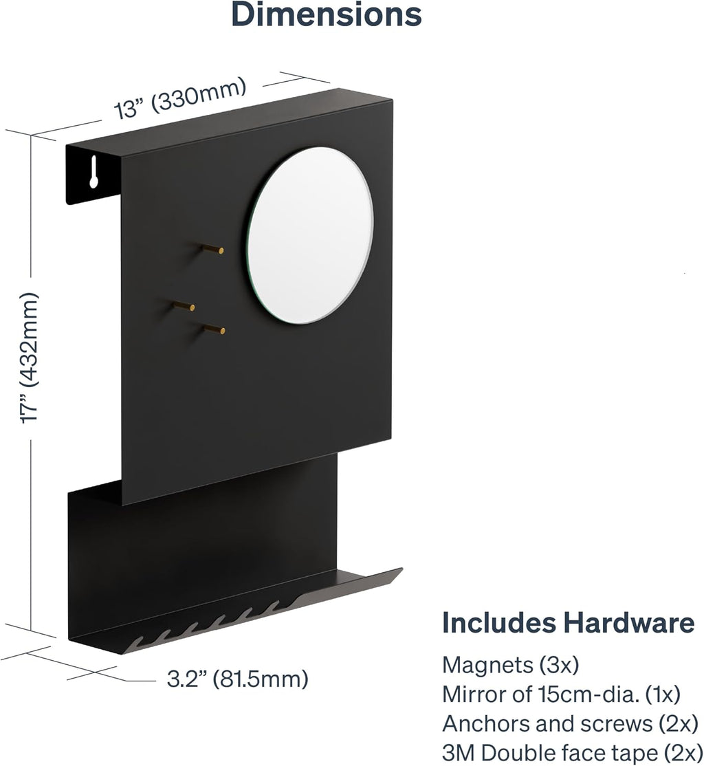 Key Holder Wall Mount and Mail Organizer, Black