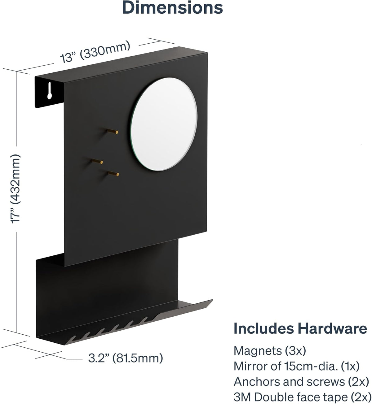 Key Holder Wall Mount and Mail Organizer, Black