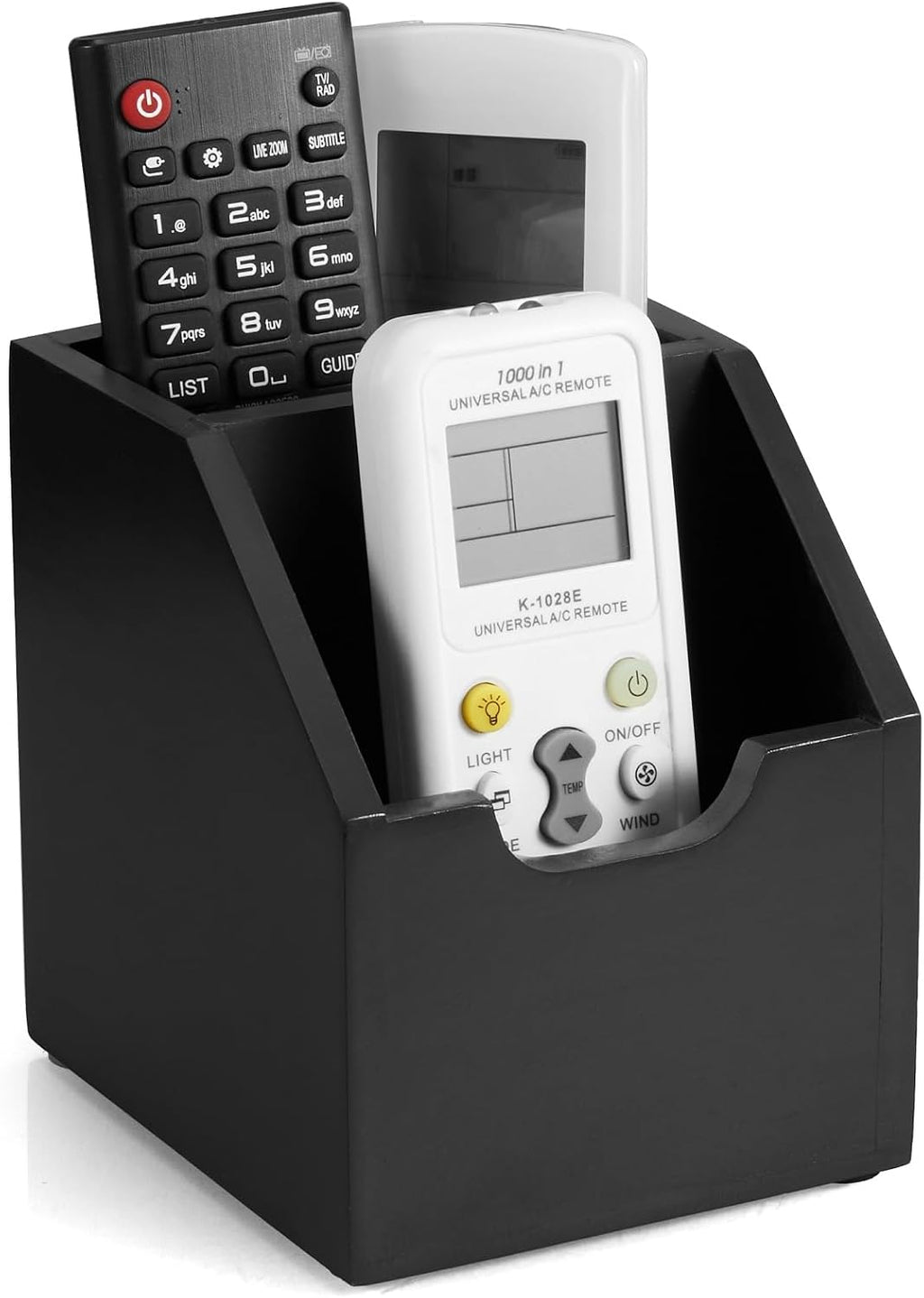 DRASTAR Remote Control Holder, TV Remoter Caddy 2 Slots,Remote Organizer for Desktop Home Decor, Black