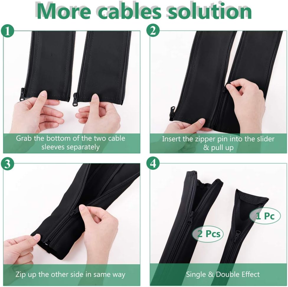 StangH Cable Management Sleeves for Wires 19 Inch, 4 Pieces -Black