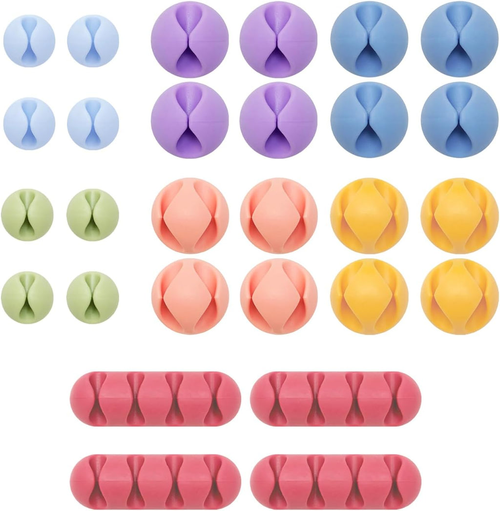 Wrap-It Storage Cable Clips - (Assorted 28-Pack) Macaron