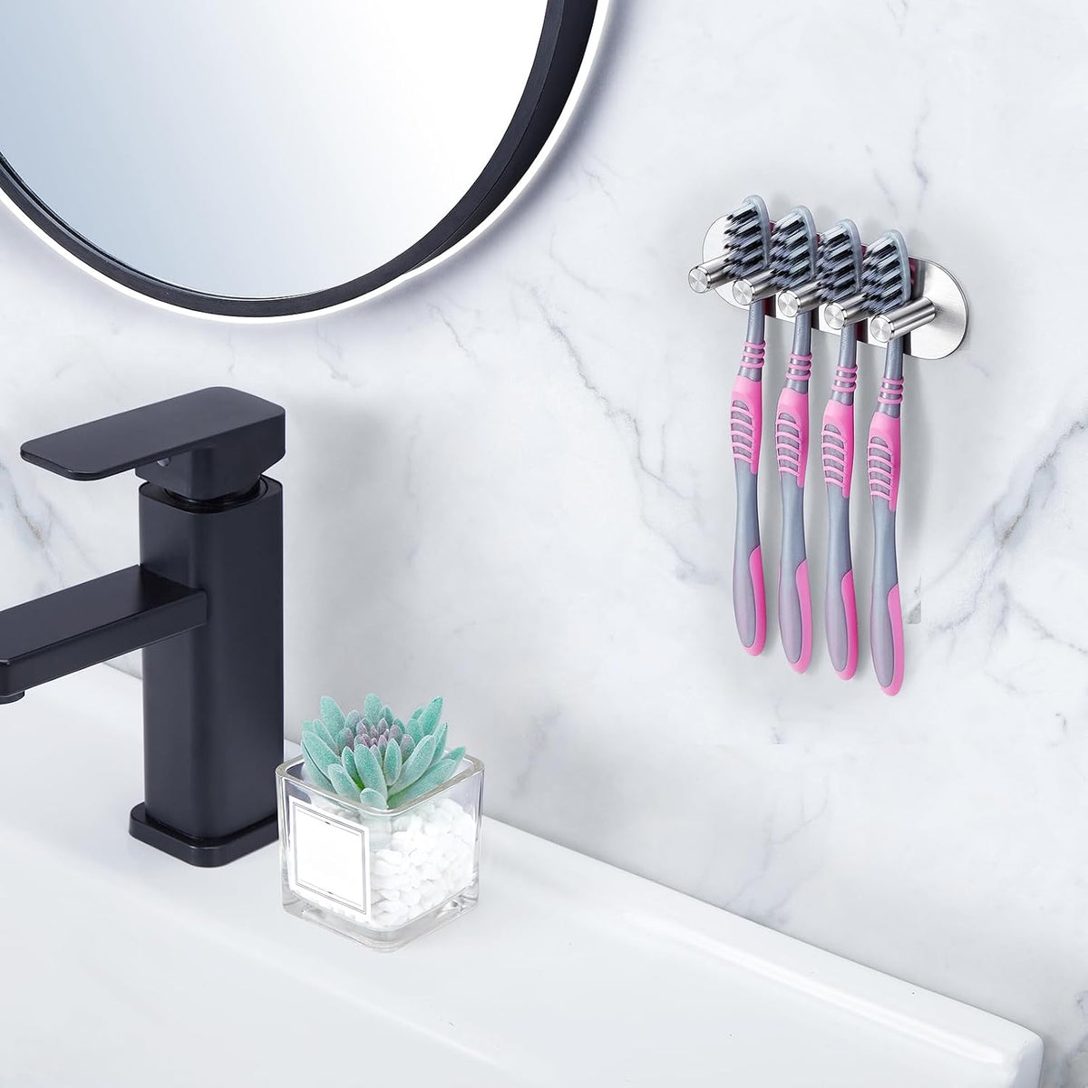 Electric Toothbrush Head Holder, Toothbrush Holders Wall Mounted, Adhesive Tooth Brush Head Holder Organiser, Electric Toothbrushs Holder, Shower Tooth Brushing Holder (Silver, Large)