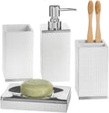 Creative Scents Estella White 4 Piece Resin Bathroom Accessories Set