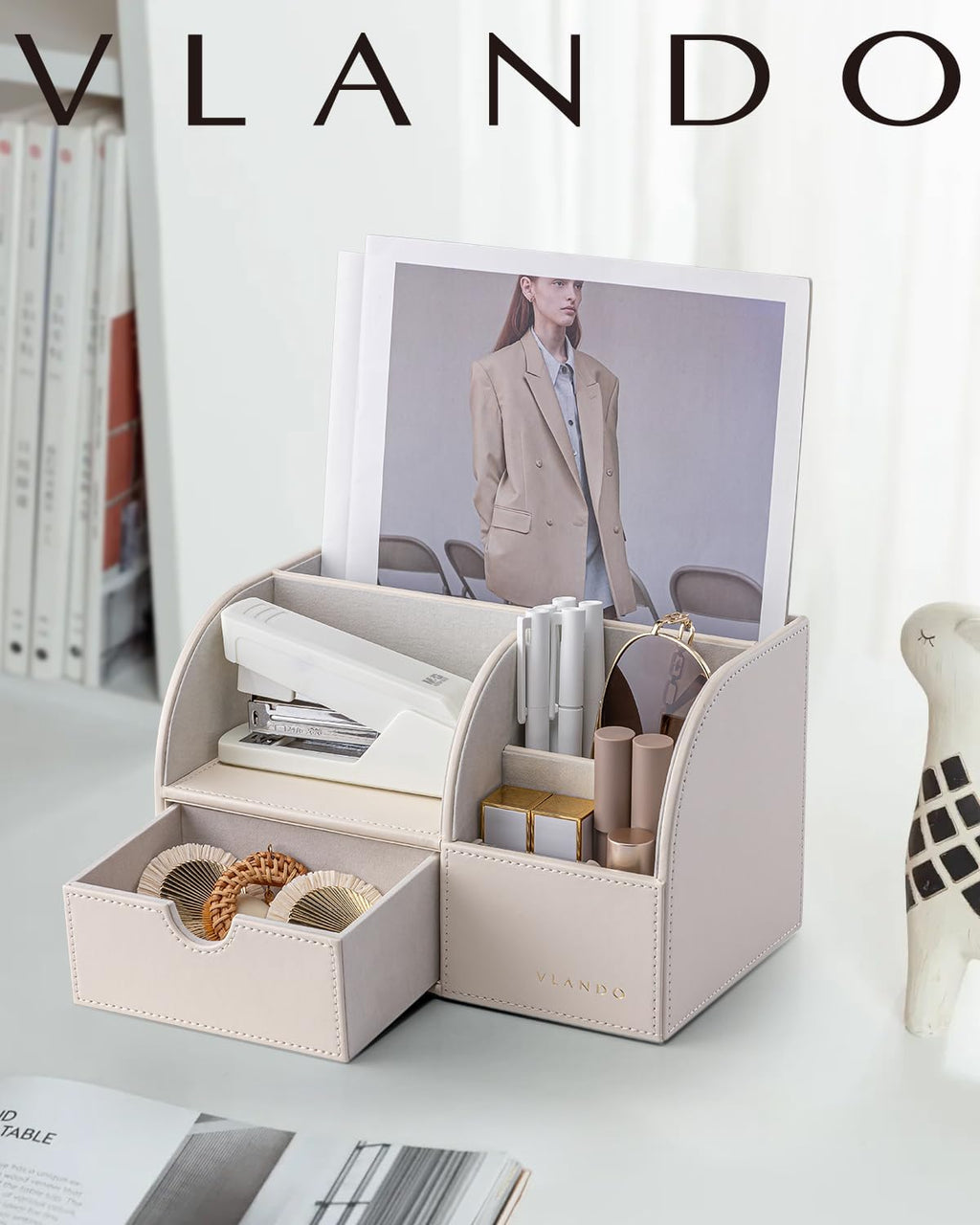 VLANDO PU Leather Desk Organizer with Drawer,6 Compartments