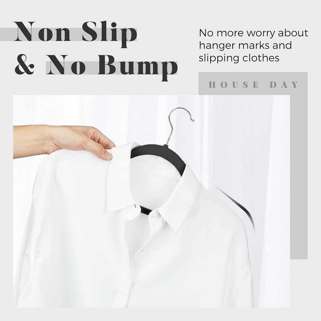 HOUSE DAY Premium Velvet Hangers 30 Pack, Non-Slip Flocked Felt Hangers