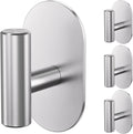 Aikzik Silver Adhesive Hooks Heavy Duty-Max 26lb, Wall Hooks for Shower, Bathroom, Towel, Coat, Robe, Stainless Steel Hooks for Hanging, Sticky Hooks for Walls No Damage- 4 Pack