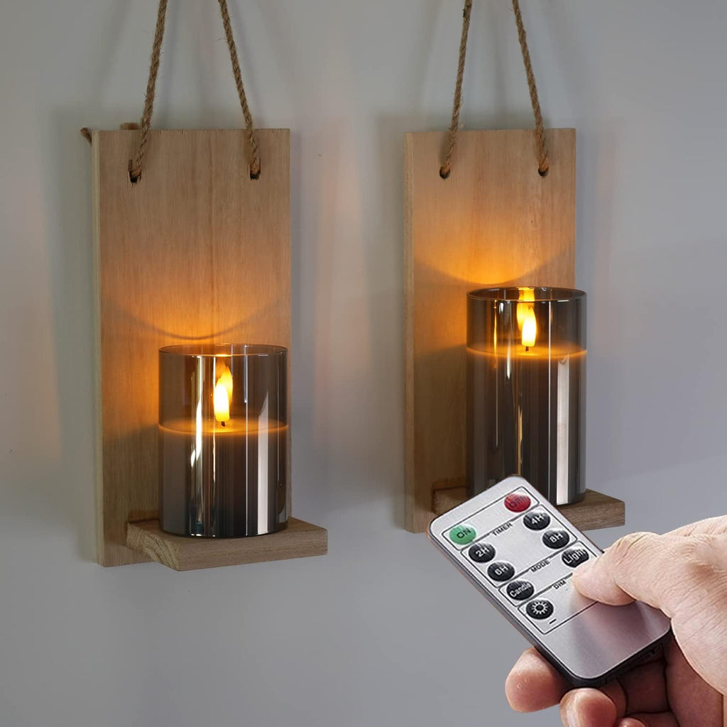 Amagic Gray Glass Flameless LED Candles Battery Operated with Remote Timer