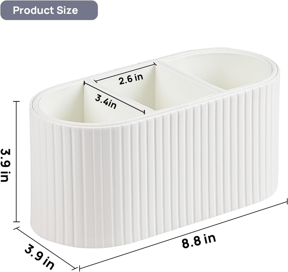 Oval Pen Holder for Desk, Remote Control Holder, Ivory