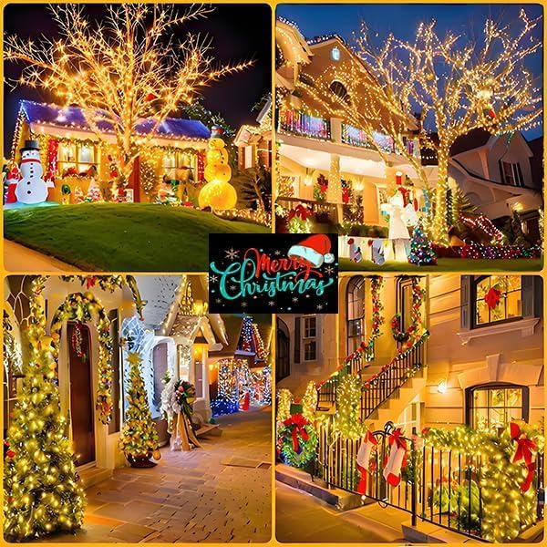 Solar String Lights Outdoor 4 Pack 170FT 480 LED Christmas Light Warm White
