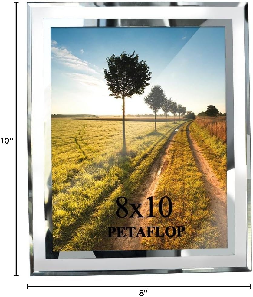 PETAFLOP 8x10 Picture Frame Glass Frames for 8 by 10 Pictures, Tabletop Display Vertically or Horizontally