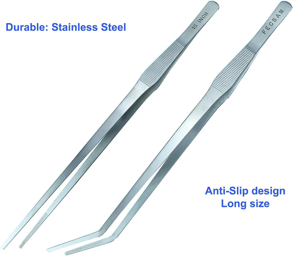 15 Inch Aquascaping Tools Kit - Tweezers Scissor Algae Scraper Rake Spatula