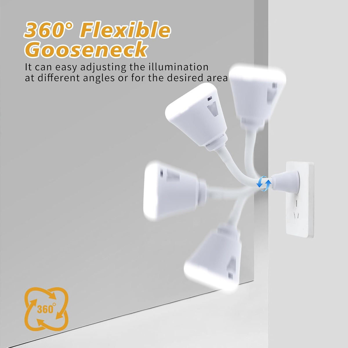 Plug in Motion Sensor Night Light Indoor LED Infrared Motion Detector Night Light for AC Outlet, Dusk to Dawn Sensor, 360° Rotating for Stairs Garage, 6W Cool White Light US Plug