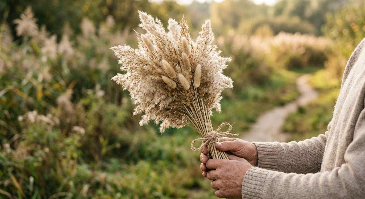 100 Stems Dried Pampas Grass, Boho Table Decor Natural Reed Phragmites Grass, Fluffy Large Pampas Grass, Bunny Tails Flowers Bouquet for Wedding Floral Arrangements Farmhouse Home, Wall Rustic Party