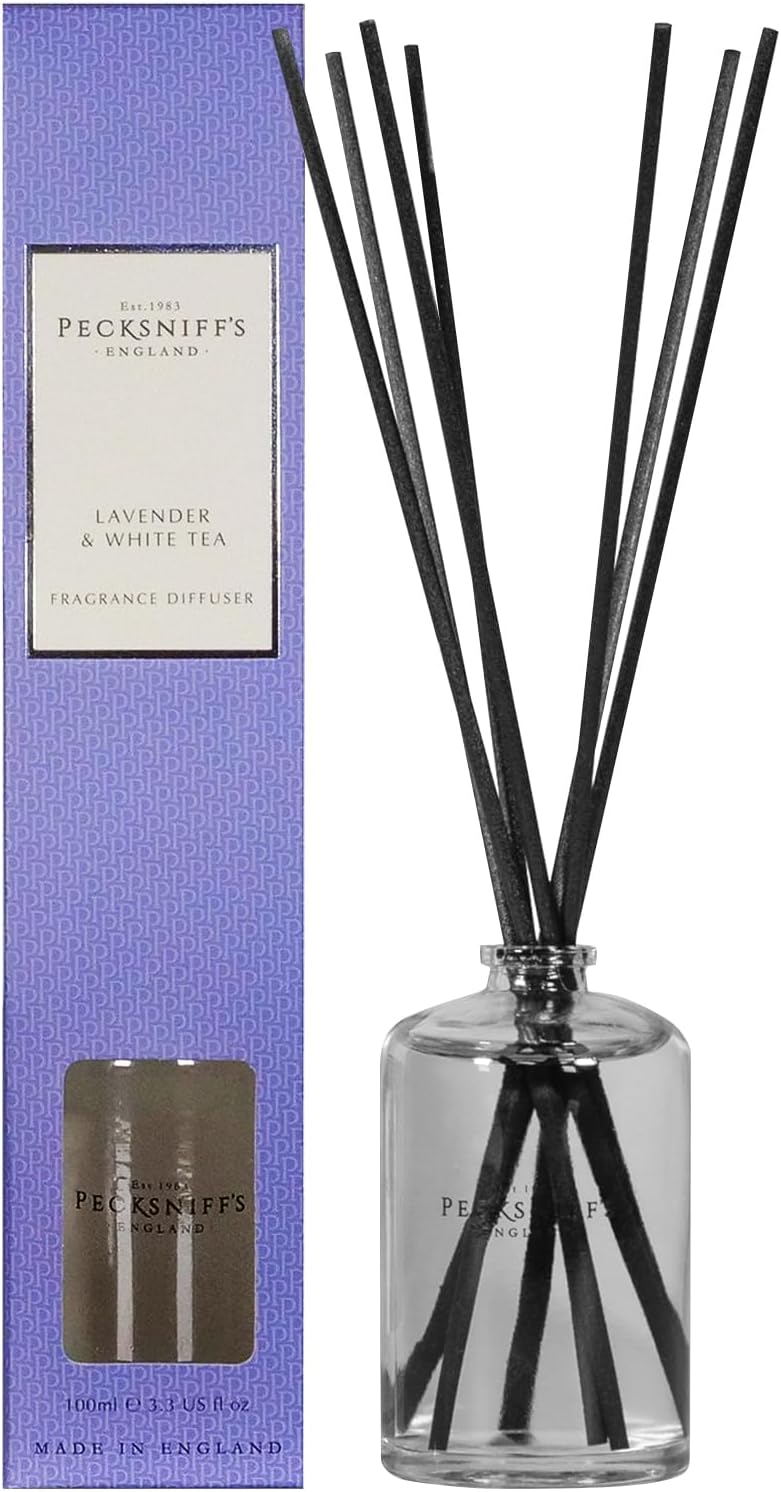 Pecksniff's Classic 100 ml/ 3.3 fl oz Reed Diffuser Set, Lavender & White Tea