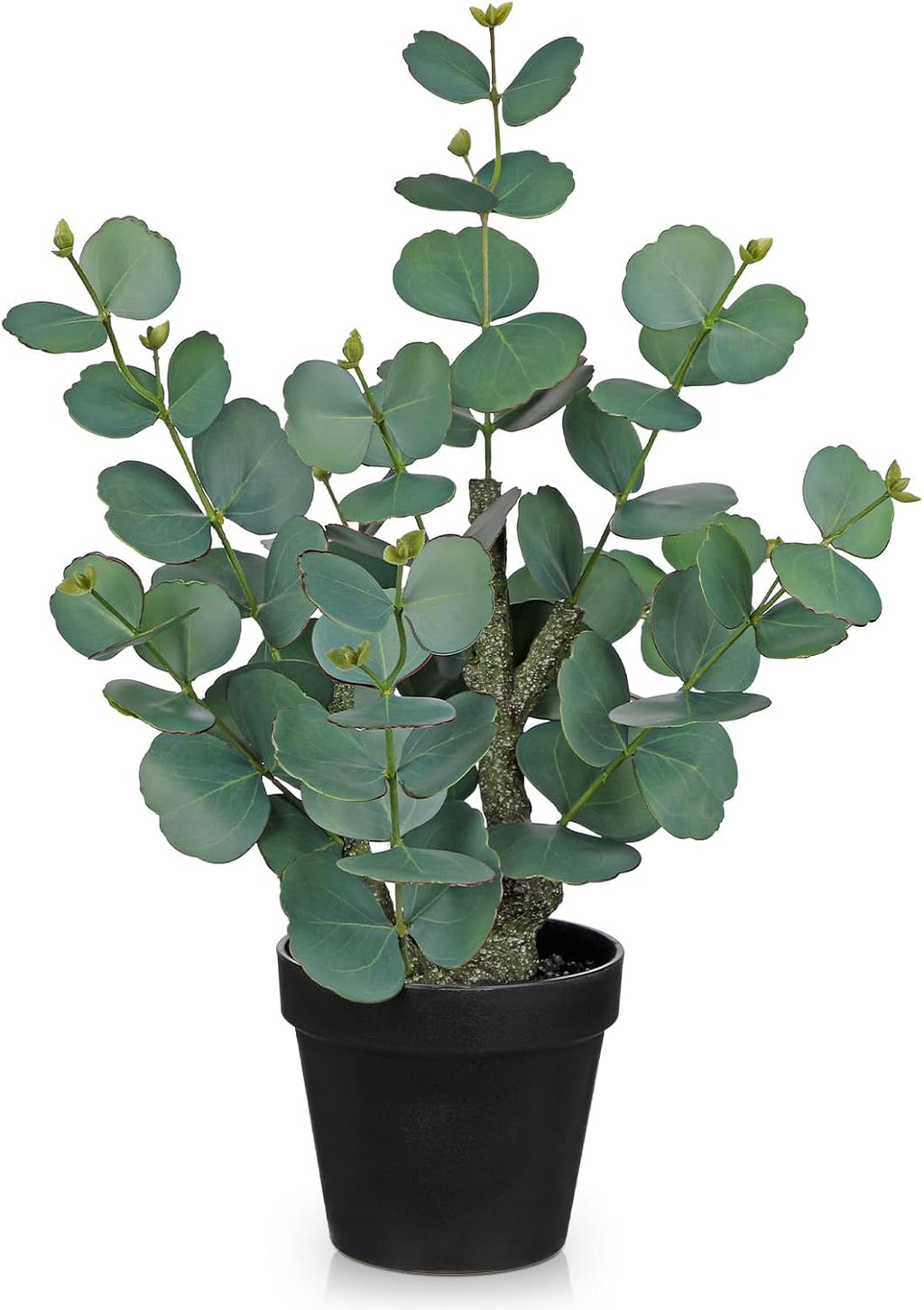 Artificial Plants Indoor with Pot, 18" Tall Faux Plants Indoor Silk Plant, Fake Potted Plant Small Eucalyptus Tree for Living Room Bathroom Kitchen Farmhouse Office Desk Table Shelf Decor, Green