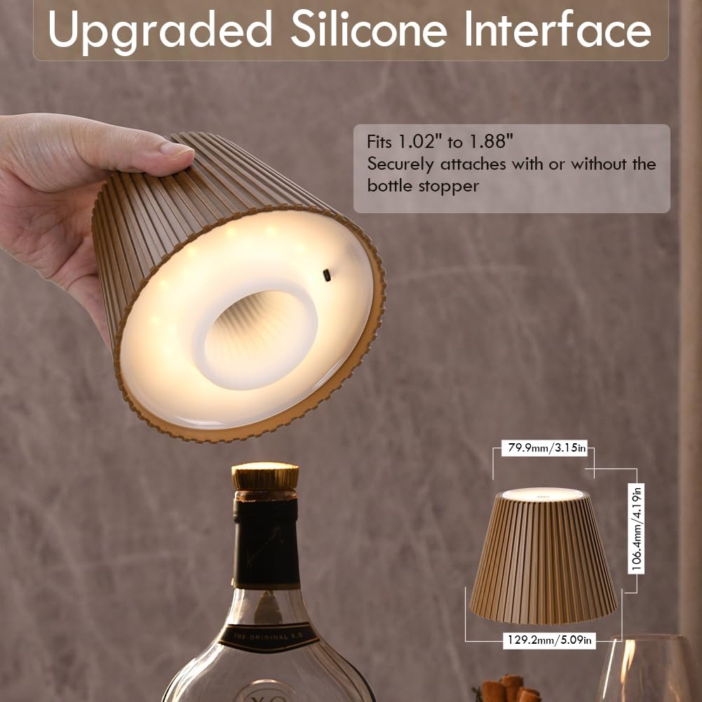WILIT Wireless Bottle Lamp, Rechargeable Cordless Table Lamp Shades