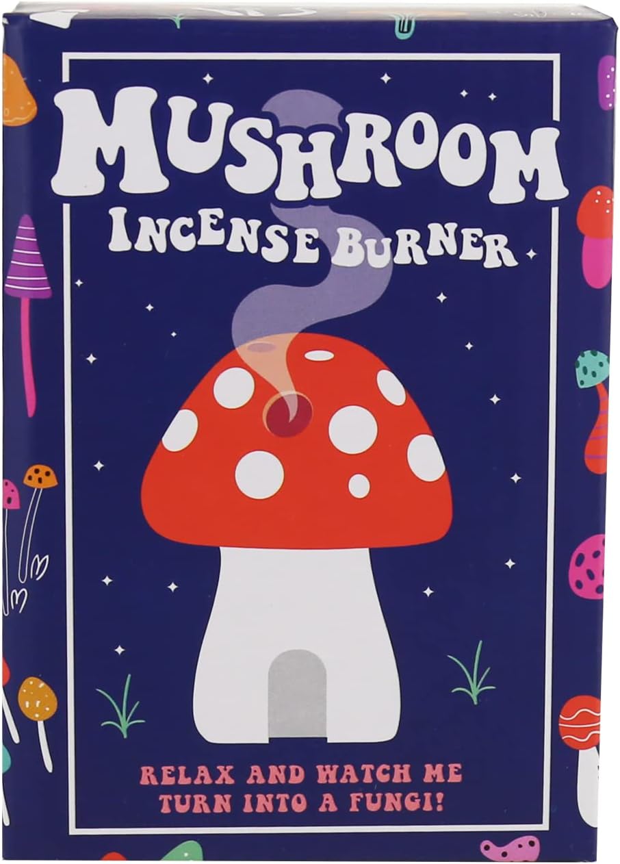 Gift Republic Mushroom Incense Burner | Includes 3 Sandalwood Cones & Resting Dish | Cute Aromatherapy Decor & Housewarming Gift Toadstool Whimsical Room Scent