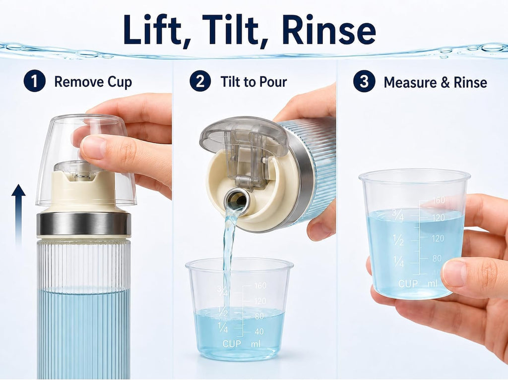 LGURT 13.5oz Clear Glass Mouthwash Dispenser with Measuring Cup