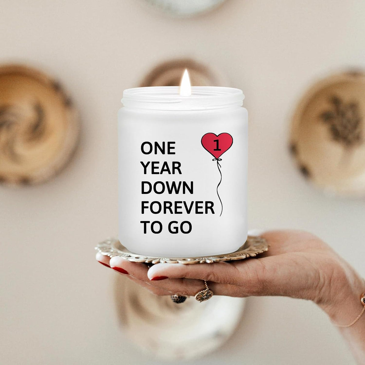 Maybeone 1 Year Anniversary Candle for Women, Men - One Year Anniversary Wedding Gifts for Couple Girlfriend Boyfriend - 7 Oz 1st Aniversario Candle
