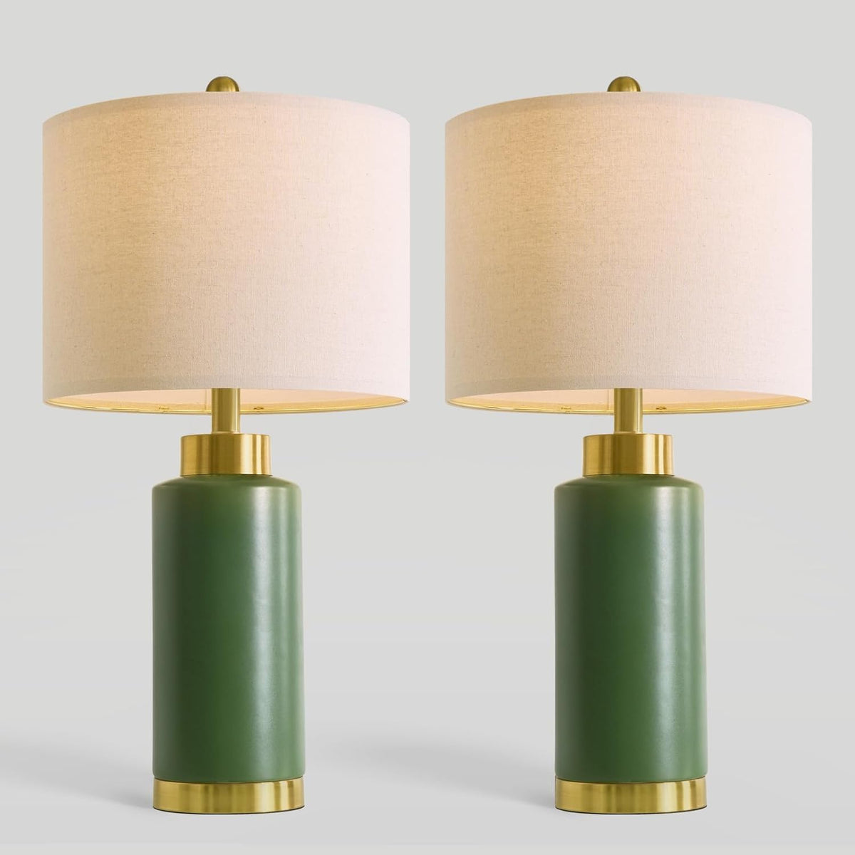 USumkky 25'' Ceramic Table Lamps Set of 2 for Bedroom Living Room Green