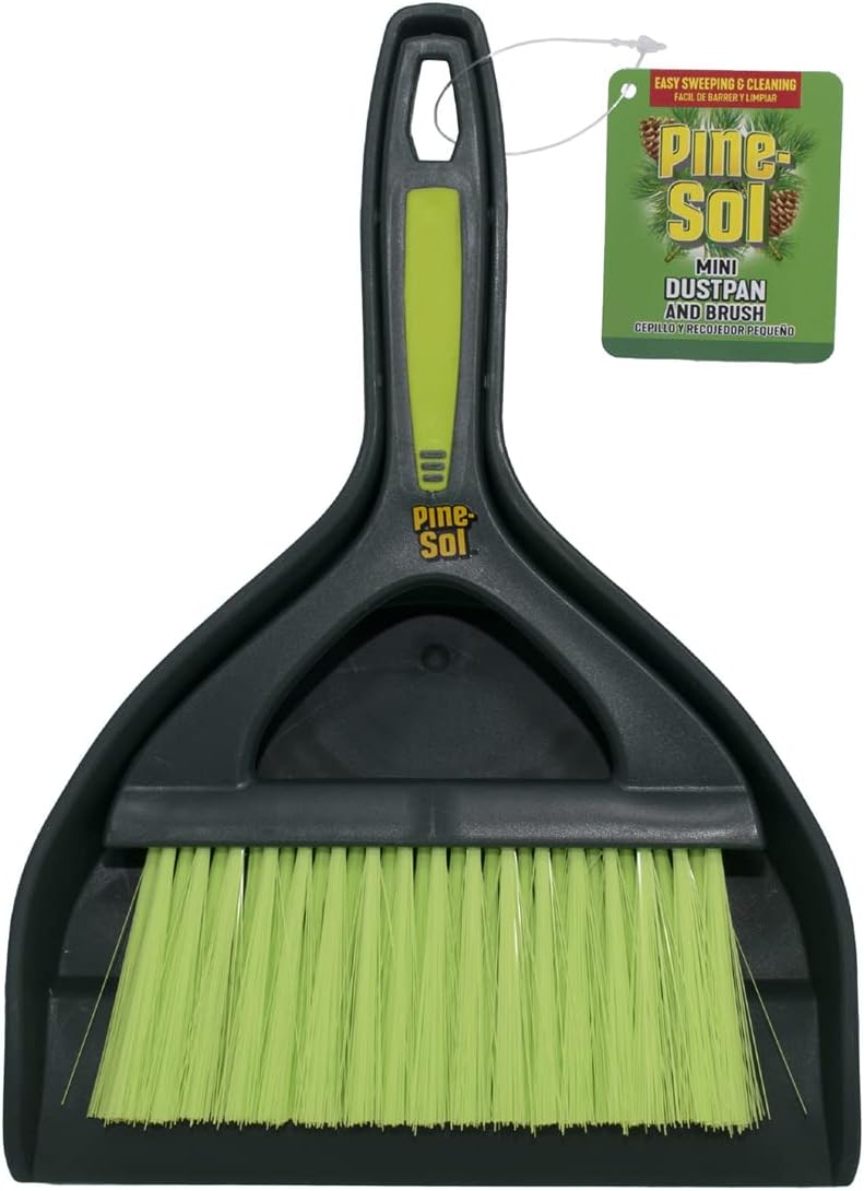 Pine-Sol Mini Dustpan and Brush Set | Nesting Snap-On Design | Portable,Compact Dust Pan and Hand Broom for Cleaning,Green,(Pack of 12)