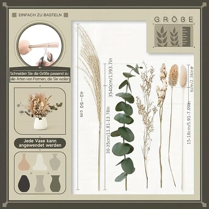 65-Piece Natural Dried Pampas Grass Bouquet – Boho-Inspired Floral Arrangement for Home Decor, Weddings, and Seasonal Celebrations (Boho Bouquet)