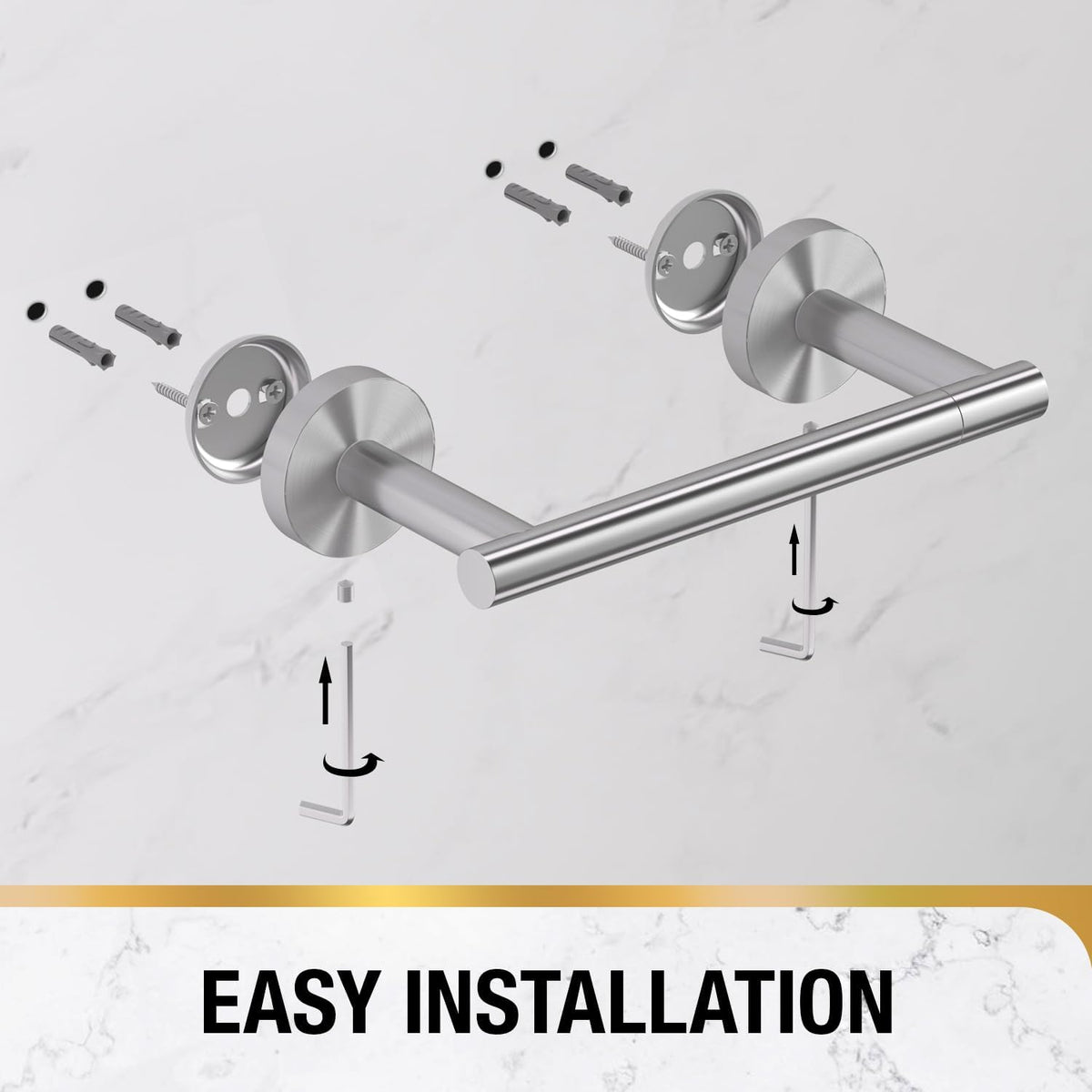 HITSLAM Brushed Nickel Toilet Paper Holder, Double Post Pivoting, SS304