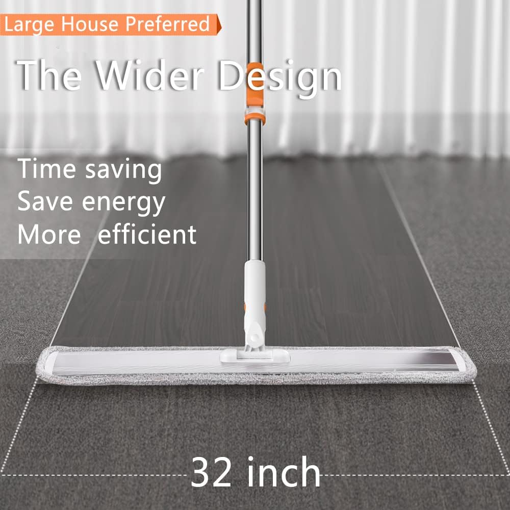 Microfiber Flat Mop 32 in with 4 Washable Pads for Hardwood Floors