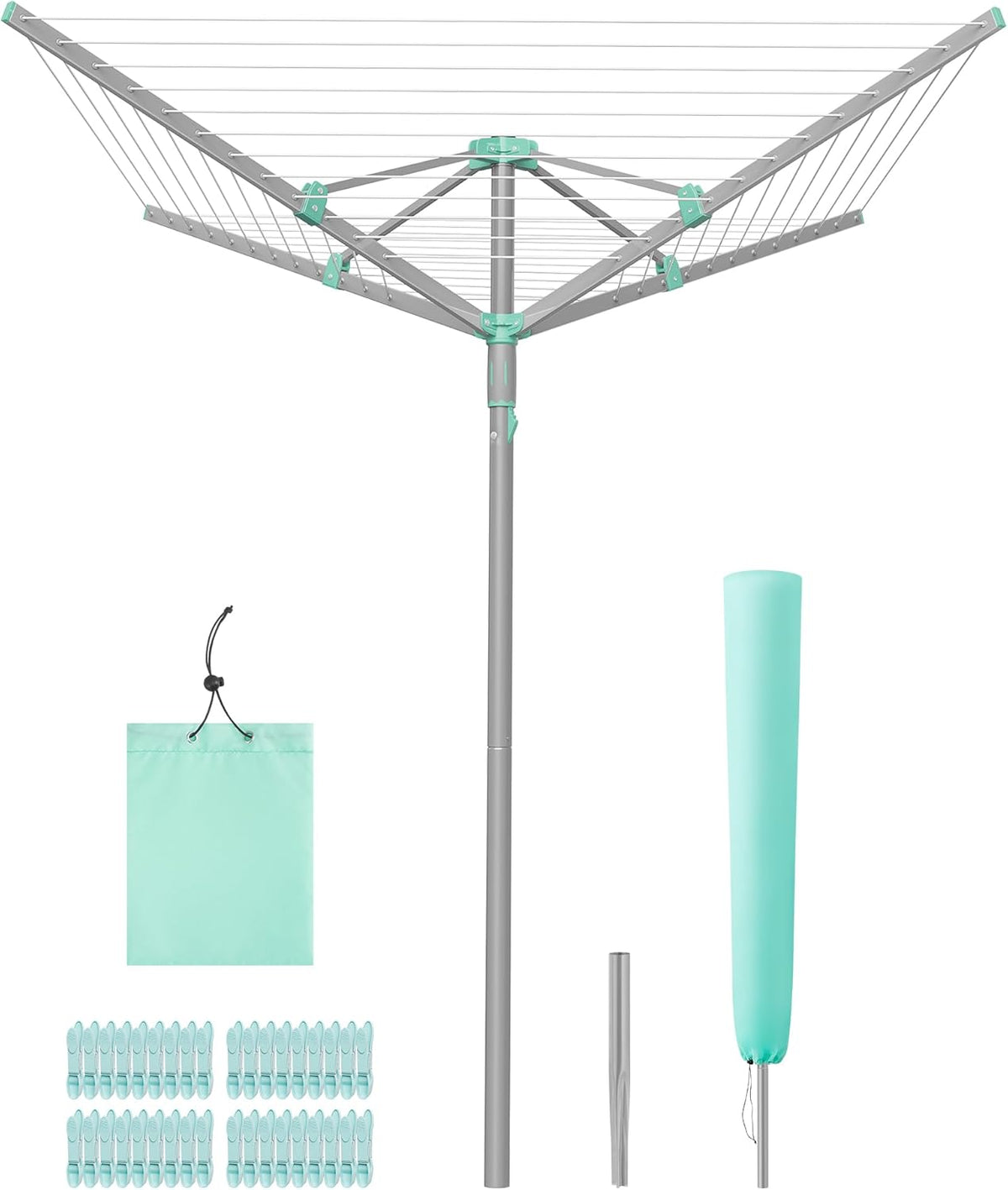 SONGMICS Umbrella Drying Rack, Foldable Outdoor Clothesline for 4 Loads