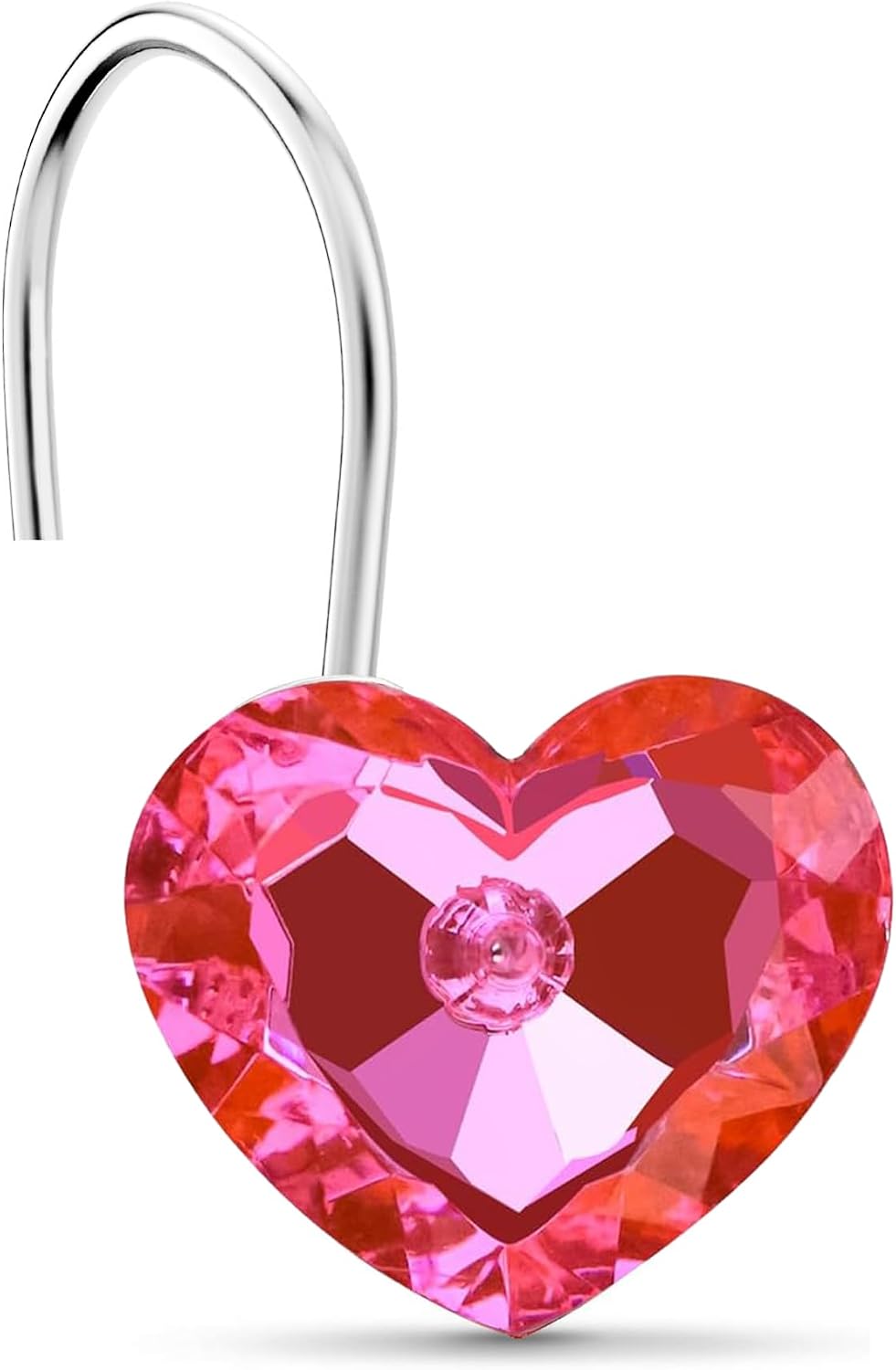 Heart Decorative Shower Hook Love Rhinestone Shower Curtain Rings, Pink