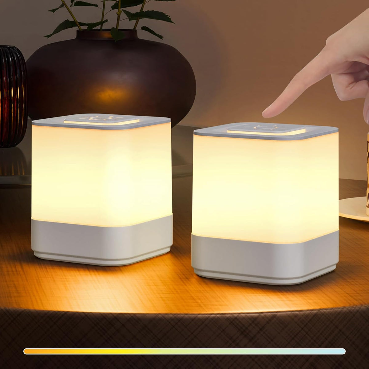 uuffoo 2 Pack Rechargeable Small Night Light Touch Dimmable Cordless Lamp